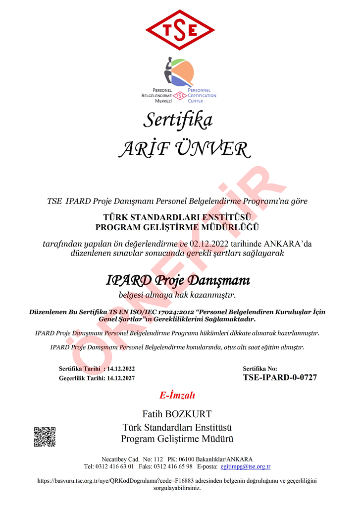 IPARD PROJE DANIŞMANI YETKİ BELGESİ