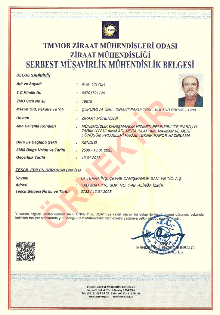 SERBEST MÜŞAVİRLİK MÜHENDİSLİK BELGESİ